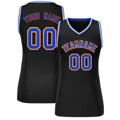 Women's Black Royal-Orange Classic Mesh Basketball Jersey