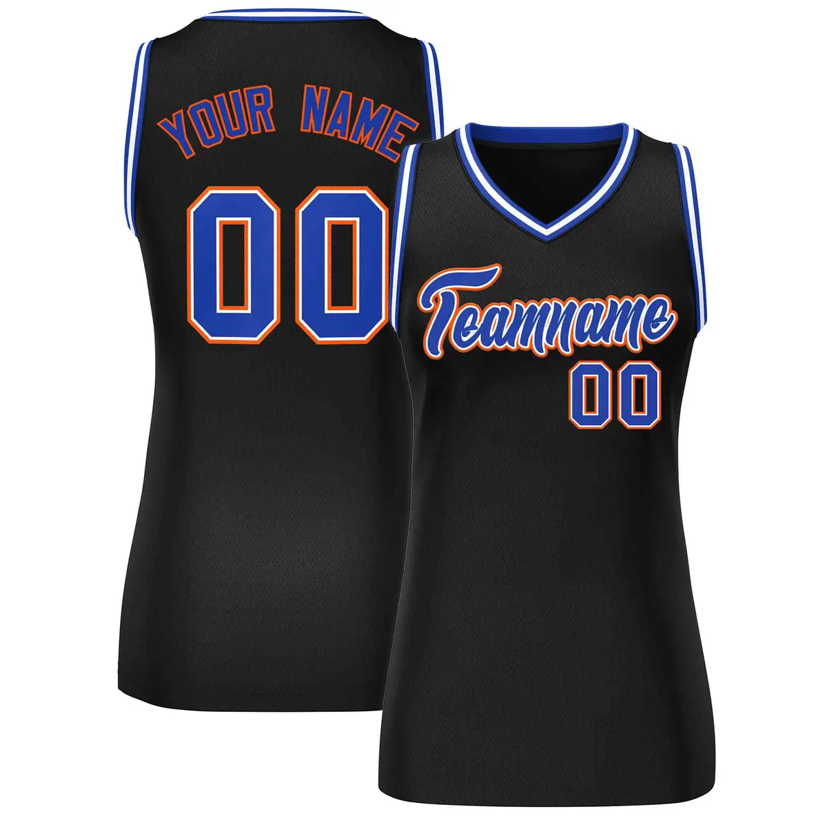 Women's Black Royal-Orange Classic Mesh Basketball Jersey