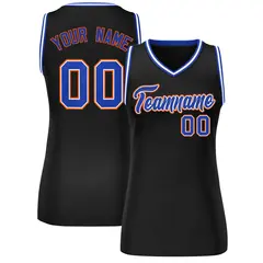 Women's Black Royal-Orange Classic Mesh Basketball Jersey
