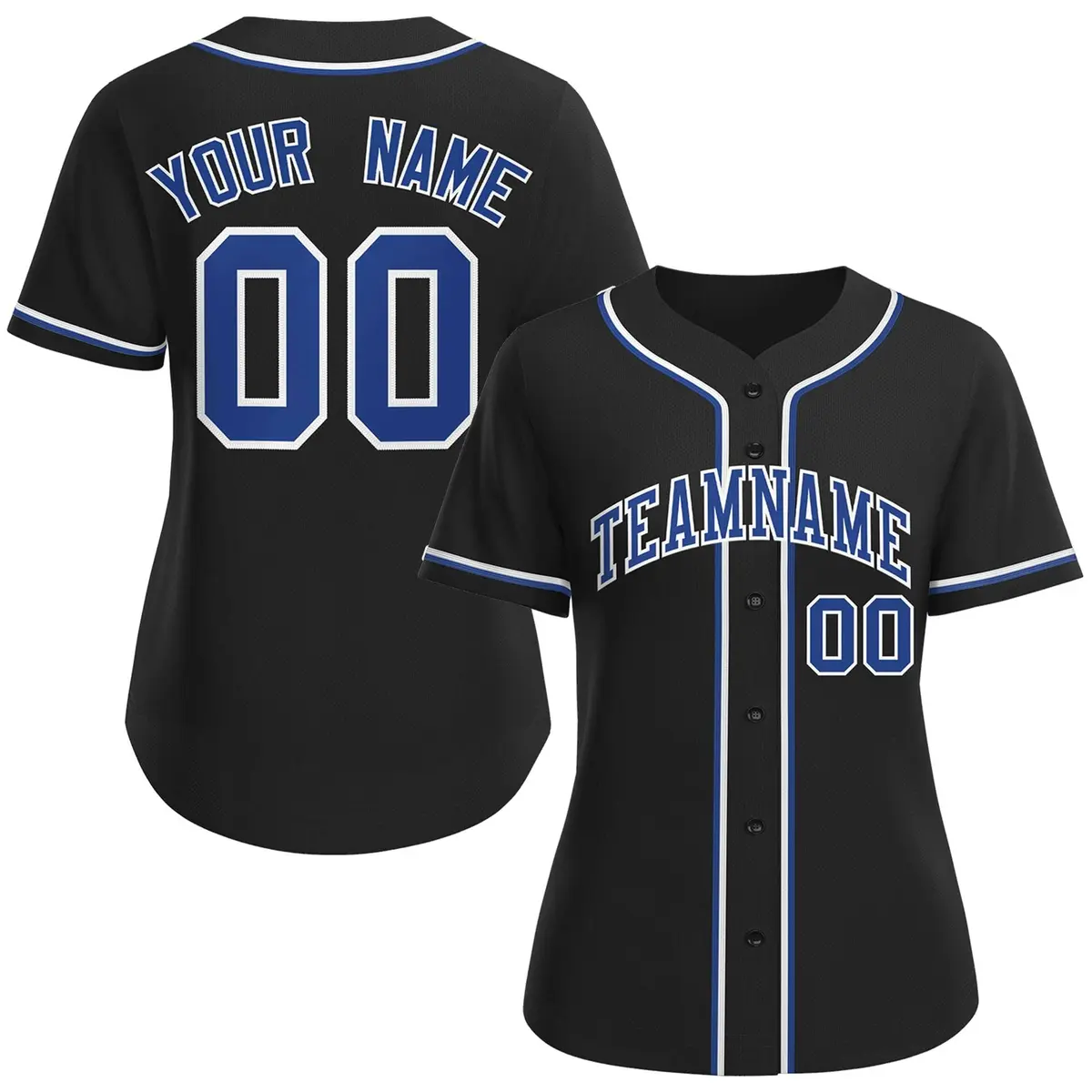 Women's Black Royal-White Classic Baseball Jersey