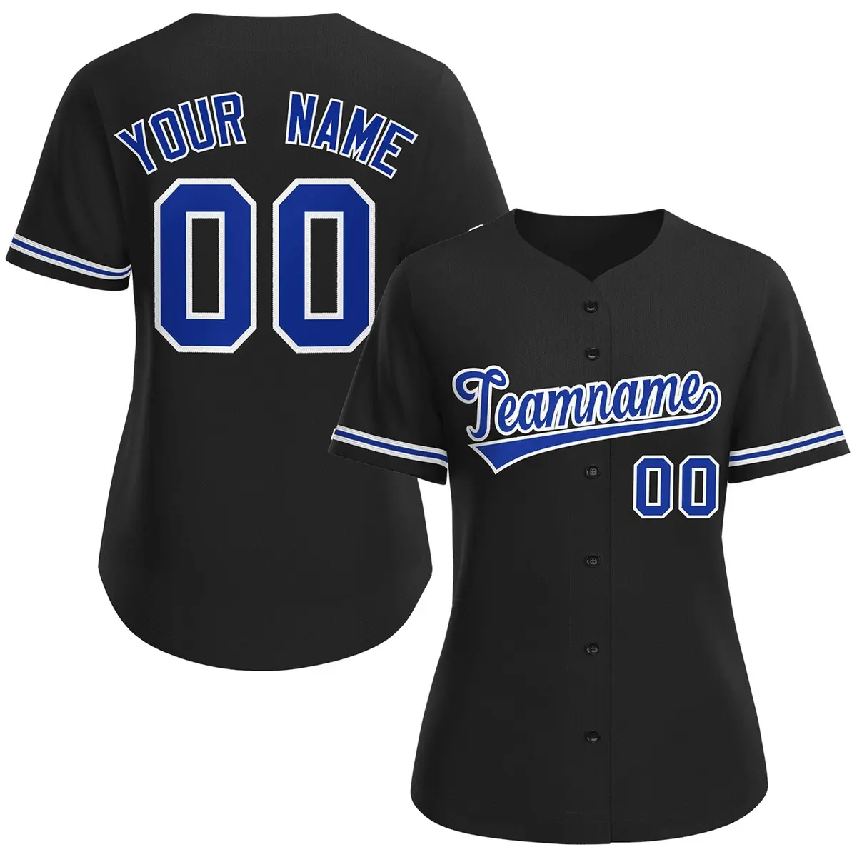 Women's Black Royal-White Classic Baseball Jersey