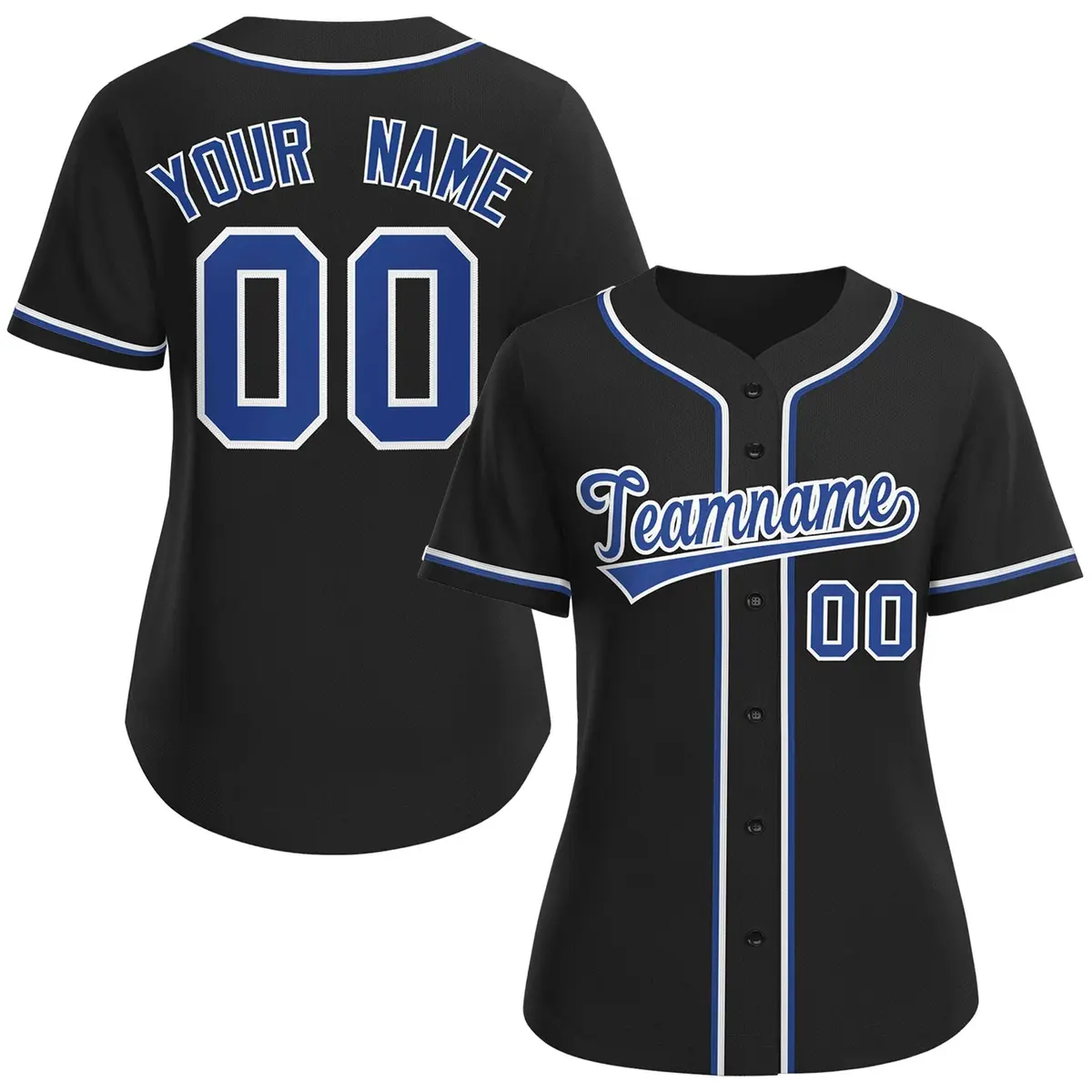 Women's Black Royal-White Classic Baseball Jersey