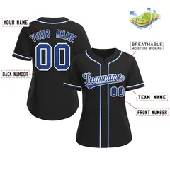 Women's Black Royal-White Classic Baseball Jersey 2
