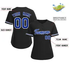 Women's Black Royal-White Classic Baseball Jersey 2