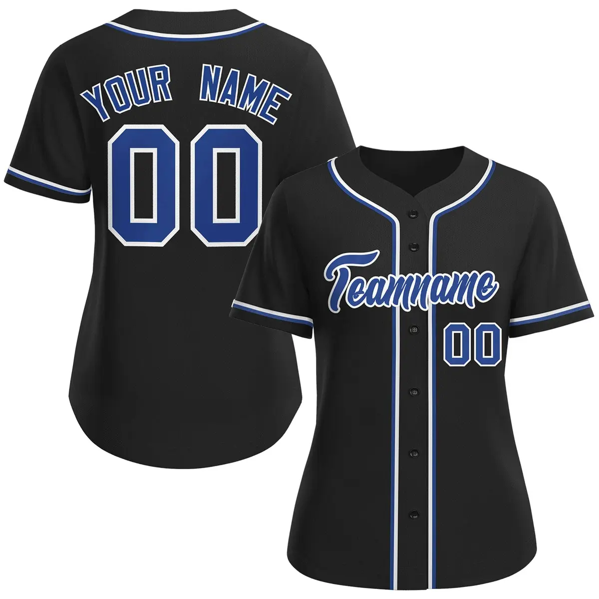 Women's Black Royal-White Classic Baseball Jersey
