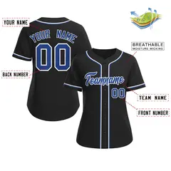 Women's Black Royal-White Classic Baseball Jersey 2