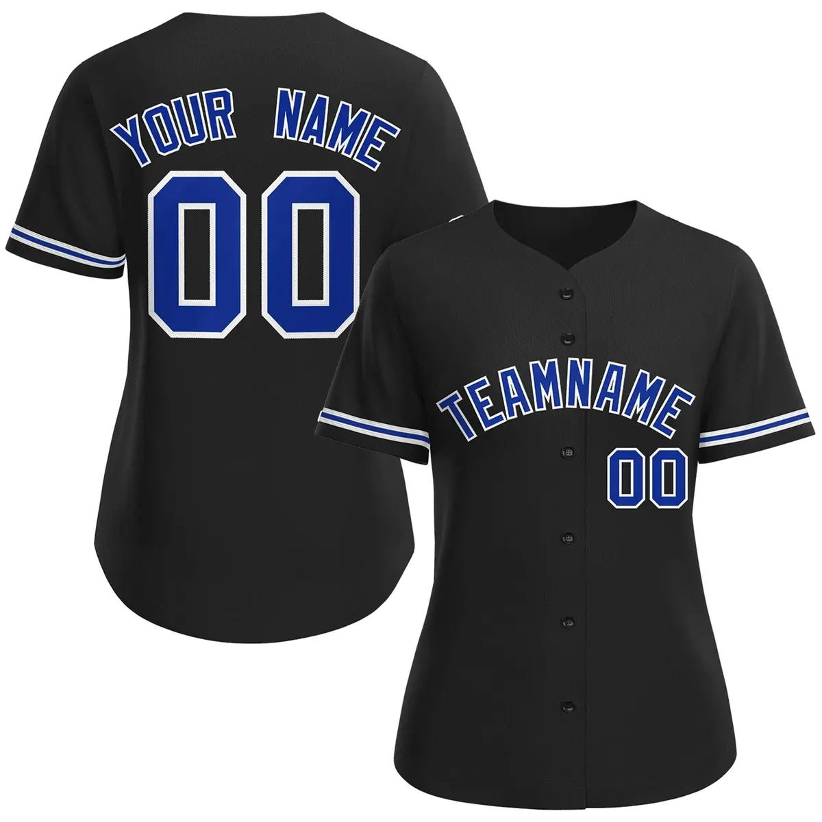 Women's Black Royal-White Classic Baseball Jersey