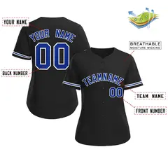 Women's Black Royal-White Classic Baseball Jersey 2