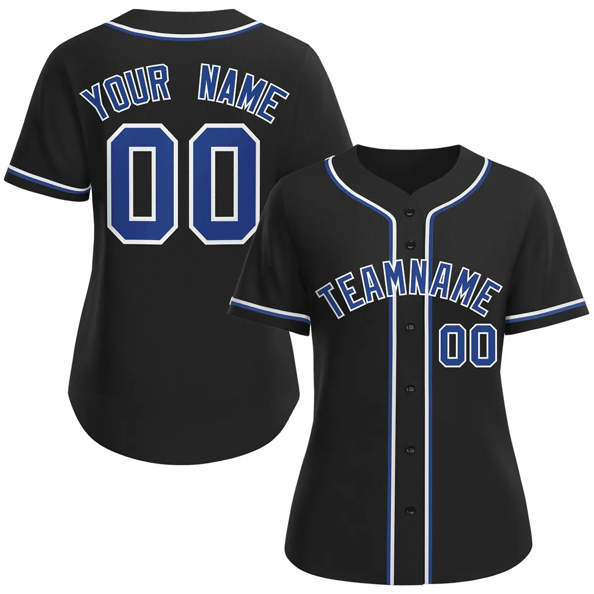 Women's Black Royal-White Classic Baseball Jersey