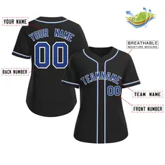 Women's Black Royal-White Classic Baseball Jersey 2