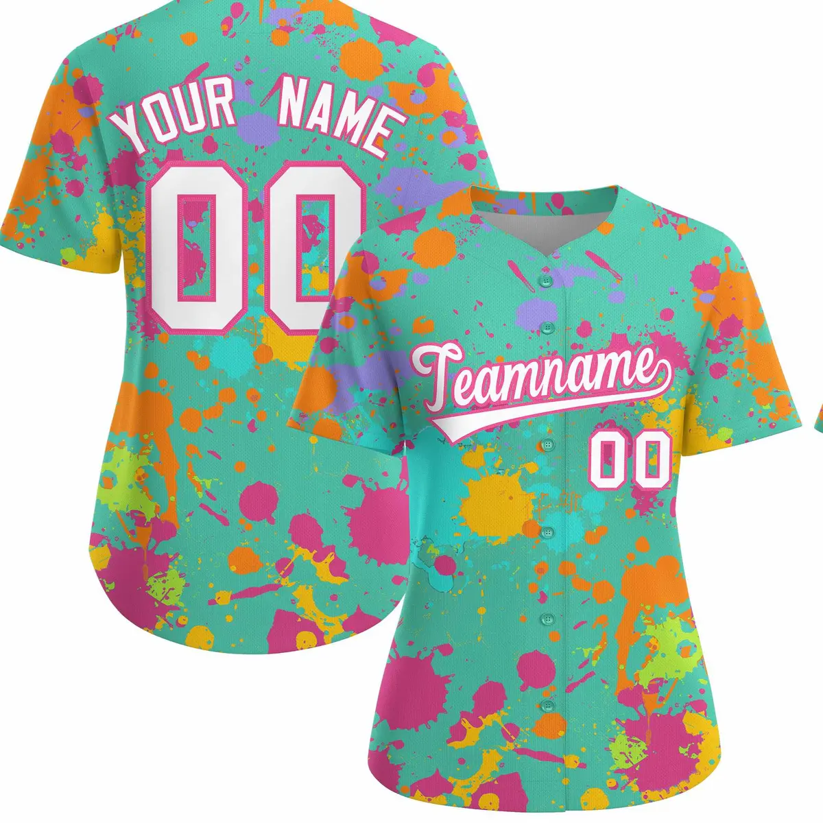 Women's Bright Green Graffiti Fashion Baseball Jersey