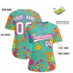 Women's Bright Green Graffiti Fashion Baseball Jersey 2