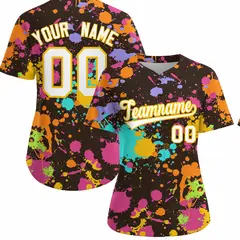 Women's Brown Graffiti Fashion Baseball Jersey