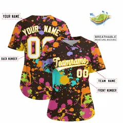 Women's Brown Graffiti Fashion Baseball Jersey 2