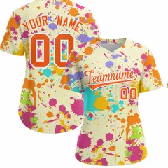 Women's Cream Graffiti Fashion Baseball Jersey