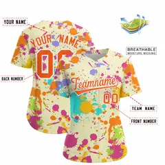 Women's Cream Graffiti Fashion Baseball Jersey 2