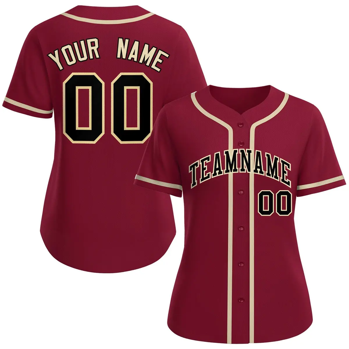 Women's Crimson Black-Khaki Classic Style Baseball Jersey