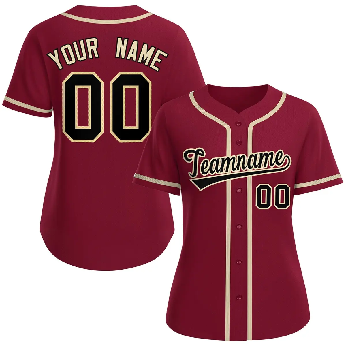 Women's Crimson Black-Khaki Classic Style Baseball Jersey