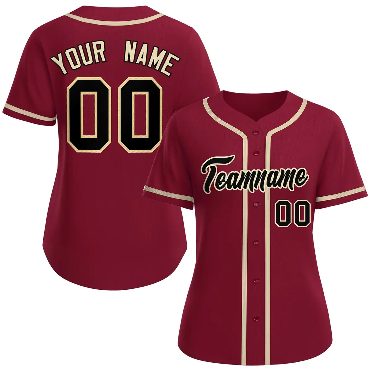 Women's Crimson Black-Khaki Classic Style Baseball Jersey