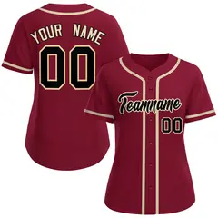 Women's Crimson Black-Khaki Classic Style Baseball Jersey 1