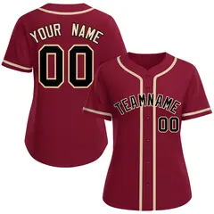 Women's Crimson Black-Khaki Classic Style Baseball Jersey 1