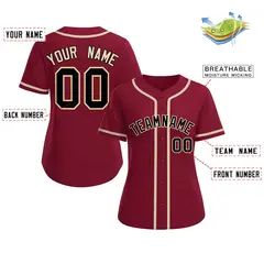 Women's Crimson Black-Khaki Classic Style Baseball Jersey 2