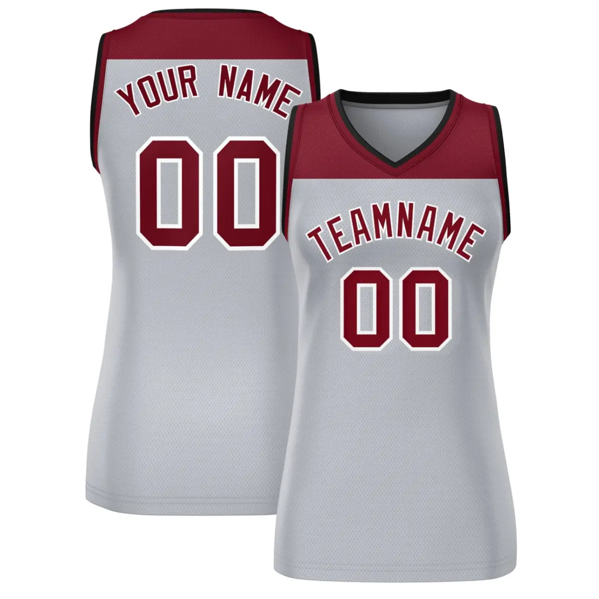 Women's Crimson Gray Color Block Mesh Basketball Jersey