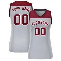 Women's Crimson Gray Color Block Mesh Basketball Jersey 1