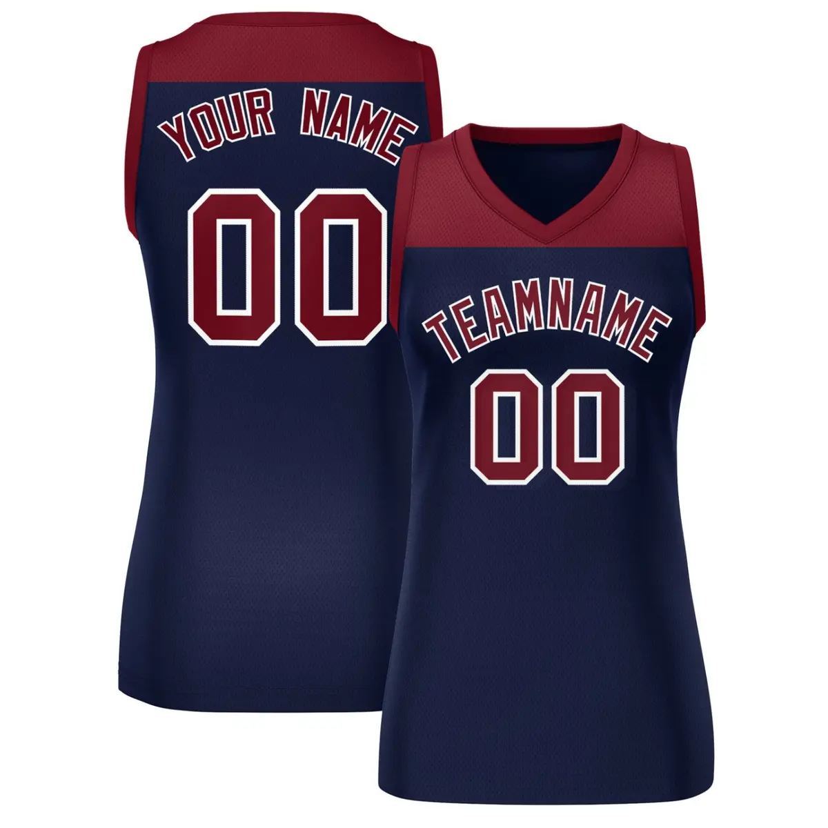 Women's Crimson Navy Color Block Mesh Basketball Jersey