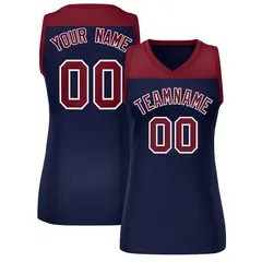 Women's Crimson Navy Color Block Mesh Basketball Jersey 1