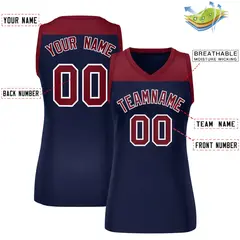 Women's Crimson Navy Color Block Mesh Basketball Jersey 2