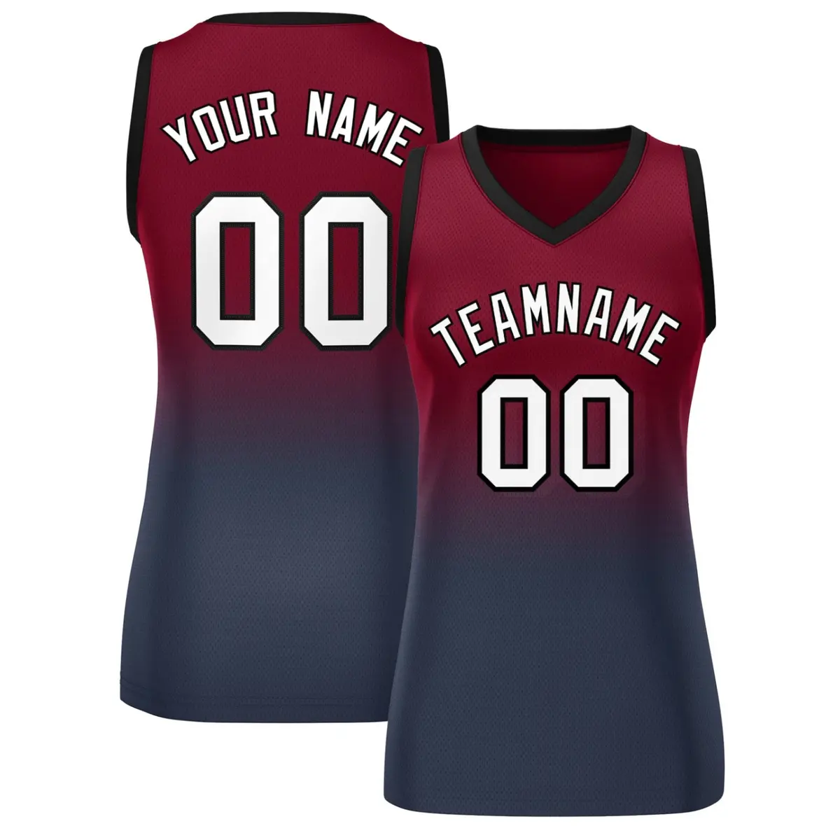 Women's Crimson Navy Gradient Mesh Basketball Jersey