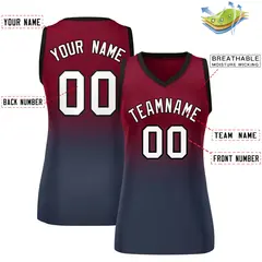 Women's Crimson Navy Gradient Mesh Basketball Jersey 2