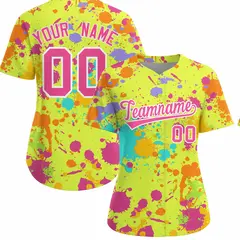 Women's Fluorescent Green Graffiti Fashion Baseball Jersey 1