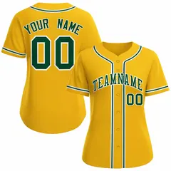 Women's Gold Green White Classic Baseball Jersey 1