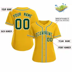 Women's Gold Green White Classic Baseball Jersey 2