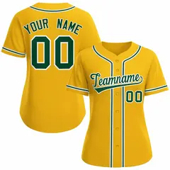Women's Gold Green White Classic Baseball Jersey 1