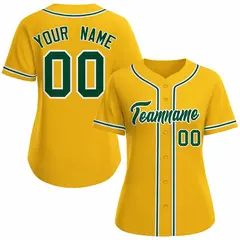 Women's Gold Green White Classic Baseball Jersey 1
