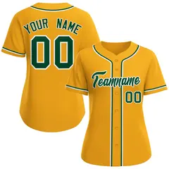 Women's Gold Green-White Classic Baseball Jersey 1