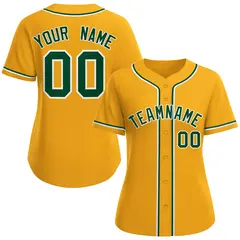 Women's Gold Green-White Classic Baseball Jersey 1