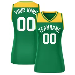 Women's Gold Kelly Green Color Block Mesh Basketball Jersey