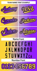 Women's Gold Purple-Black Gradient Fashion Baseball Jersey 5