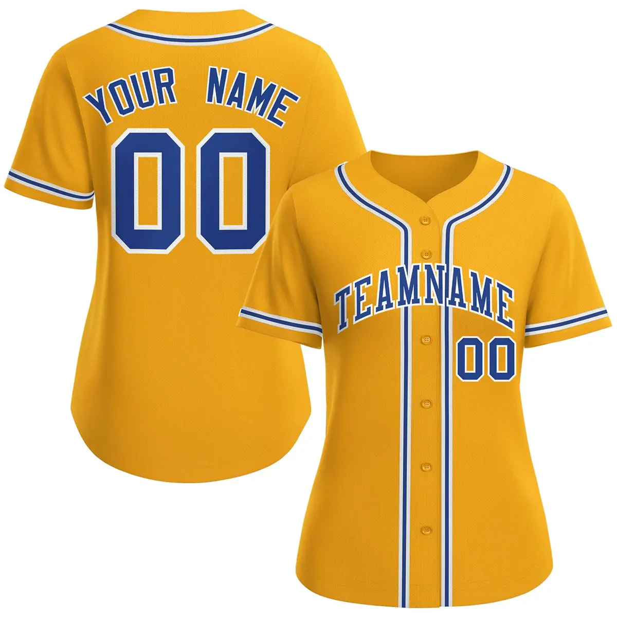 Women's Gold Royal-White Classic Baseball Jersey
