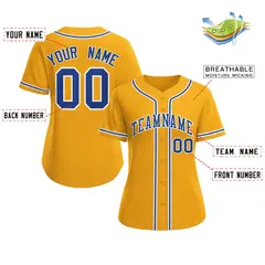 Women's Gold Royal-White Classic Baseball Jersey 2