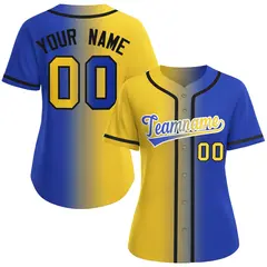 Women's Gold Royal-White Gradient Fashion Baseball Jersey