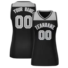 Women's Gray Black Color Block Mesh Basketball Jersey