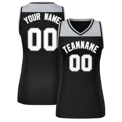 Women's Gray Black Color Block Mesh Basketball Jersey