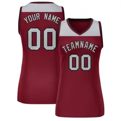 Women's Gray Crimson Color Block Mesh Basketball Jersey 1