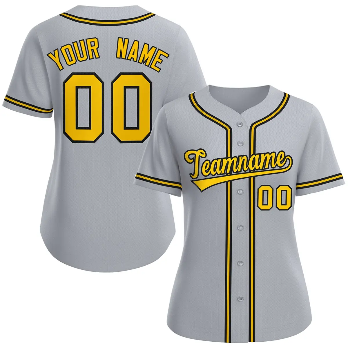 Women's Gray Gold-Black Classic Baseball Jersey