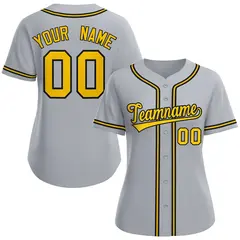Women's Gray Gold-Black Classic Baseball Jersey 1